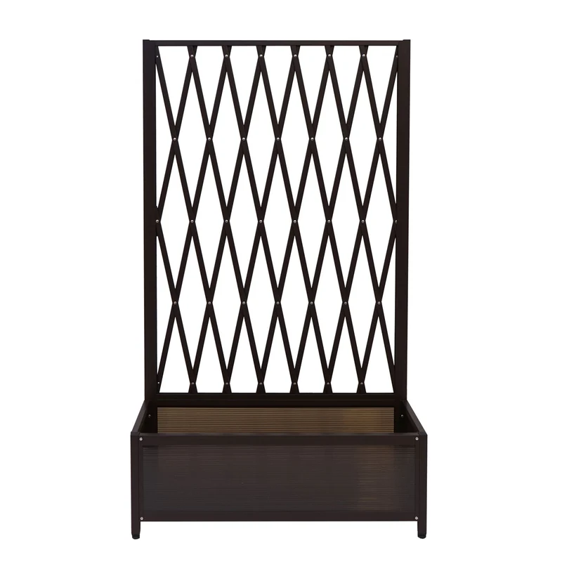 Jardinière trellis bac à fleurs support de plantes en aluminium et acier 152x90x35cm marron 04_0004320