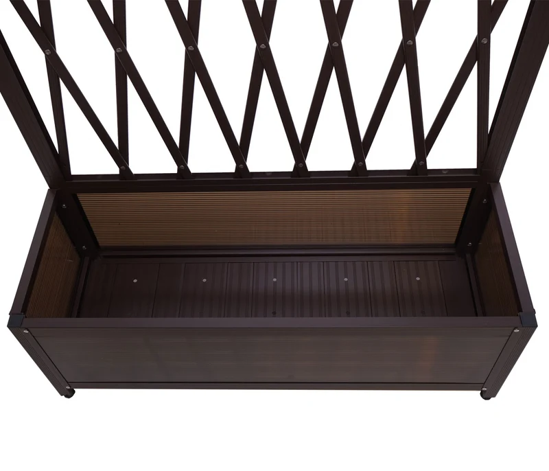 Jardinière trellis bac à fleurs support de plantes en aluminium et acier 152x90x35cm marron 04_0004320