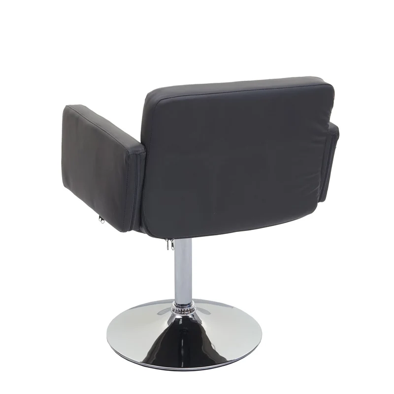 Chaise de salle à manger fauteuil lounge pivotant en synthétique gris pied chromé 04_0002388