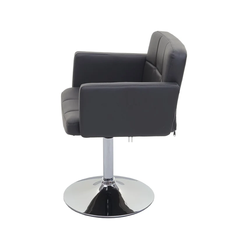 Chaise de salle à manger fauteuil lounge pivotant en synthétique gris pied chromé 04_0002388