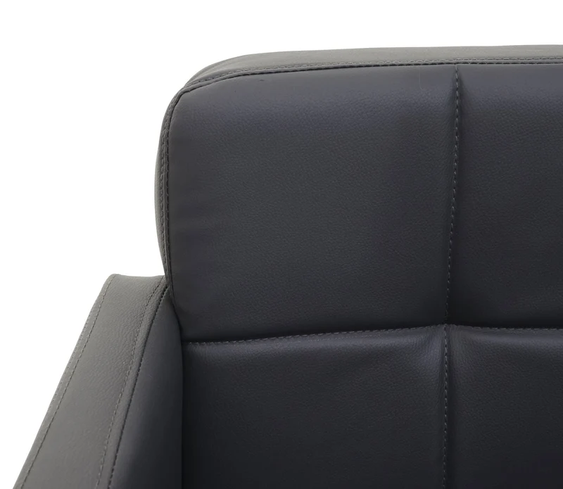 Chaise de salle à manger fauteuil lounge pivotant en synthétique gris pied chromé 04_0002388