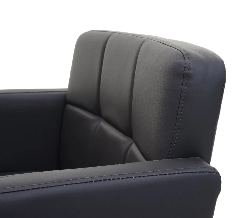 Chaise de salle à manger fauteuil lounge pivotant en synthétique gris pied chromé 04_0002388