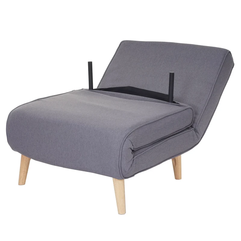 Canapé-lit fauteuil de couchage une personne fonctionnel relaxation pliant en tissu gris clair 04_0003095