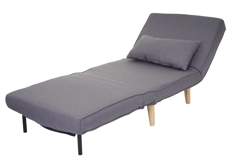 Canapé-lit fauteuil de couchage une personne fonctionnel relaxation pliant en tissu gris clair 04_0003095