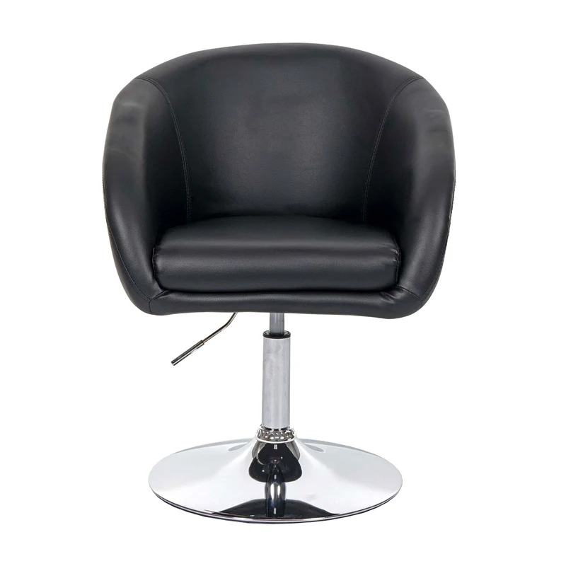 Chaise de salle à manger pivotante hauteur réglable en synthétique noir pied métal chromé 04_0002230