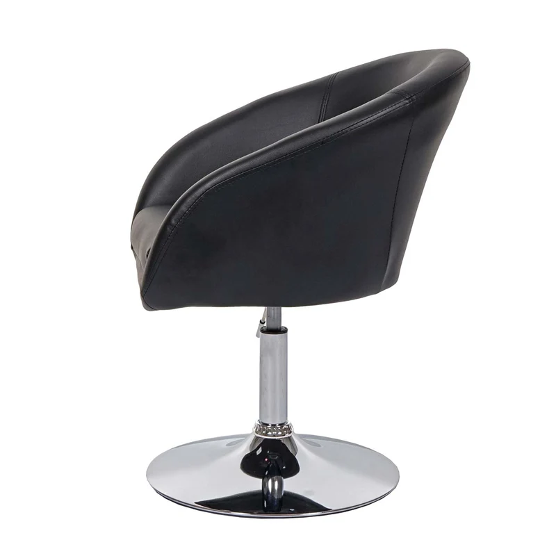 Chaise de salle à manger pivotante hauteur réglable en synthétique noir pied métal chromé 04_0002230