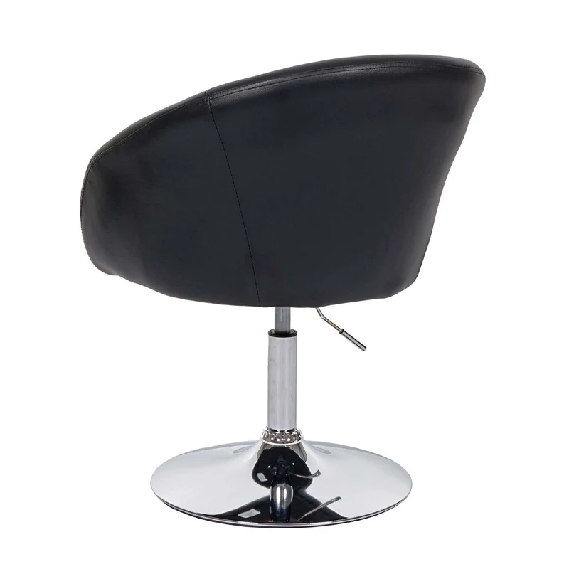 Chaise de salle à manger pivotante hauteur réglable en synthétique noir pied métal chromé 04_0002230