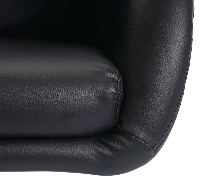 Chaise de salle à manger pivotante hauteur réglable en synthétique noir pied métal chromé 04_0002230