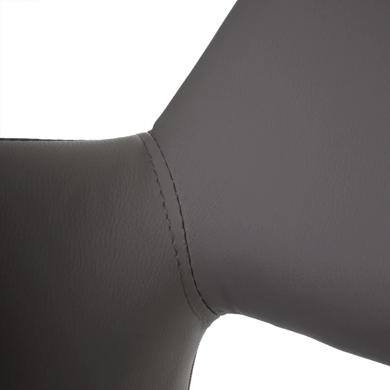 Chaise de salle à manger bureau visiteur design rétro en synthétique gris pied en bois clair 04_0002144