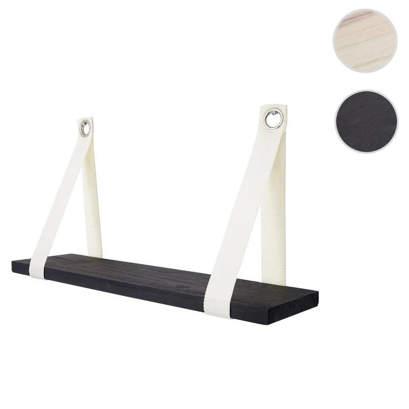 Étagère murale suspendue 27x50cm en bois aspect vintage gris foncé 04_0005188