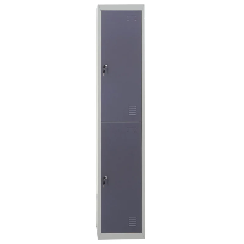 Casier en métal 185x38x45cm gris foncé 2 compartiments verrouillables avec 2 tringles à vêtements 04_0003624