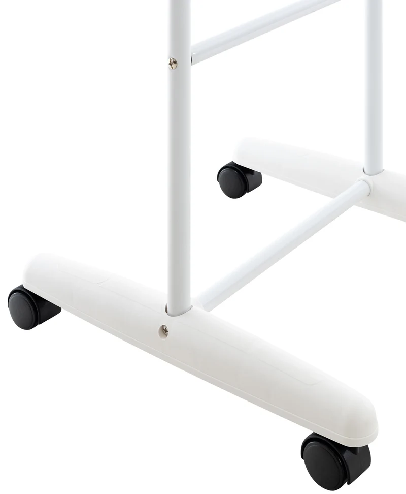 Miroir sur pieds avec roulettes forme ovale 113 x 33 cm en métal blanc 10_0003724