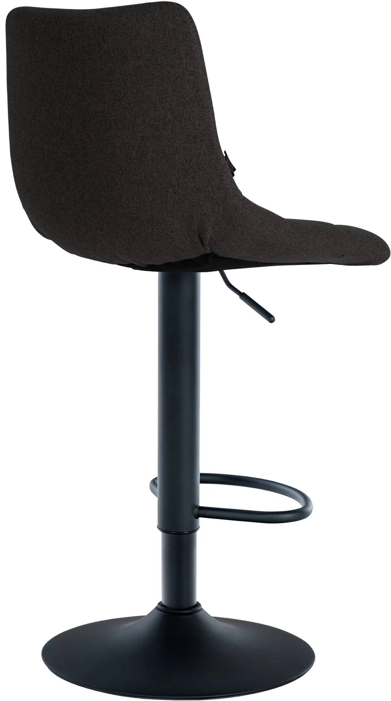 Lot de 2 tabourets de bar en tissu noir base métal noir réglable en hauteur et repose-pieds TDB10618