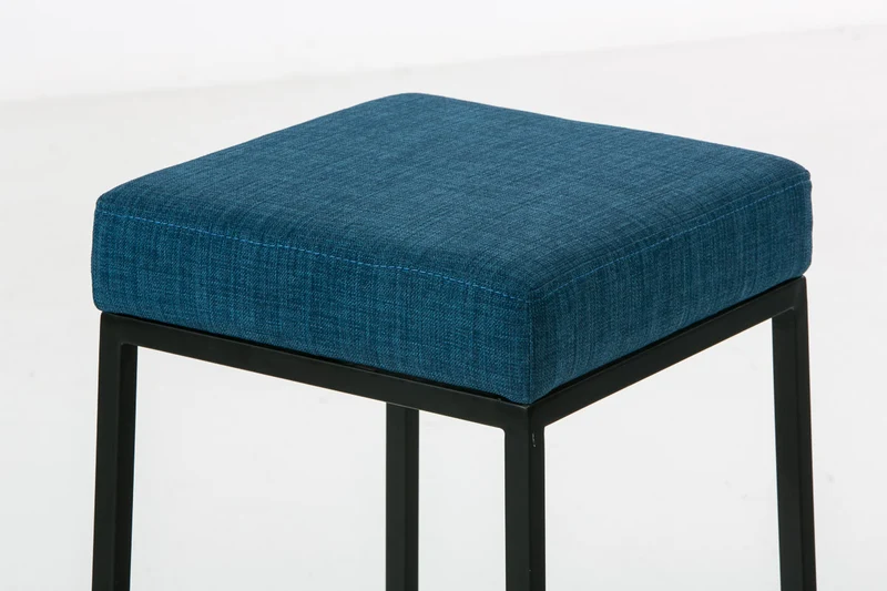Tabouret de bar hauteur d'assise 76 cm avec repose-pieds design moderne tissu bleu 10_0001225