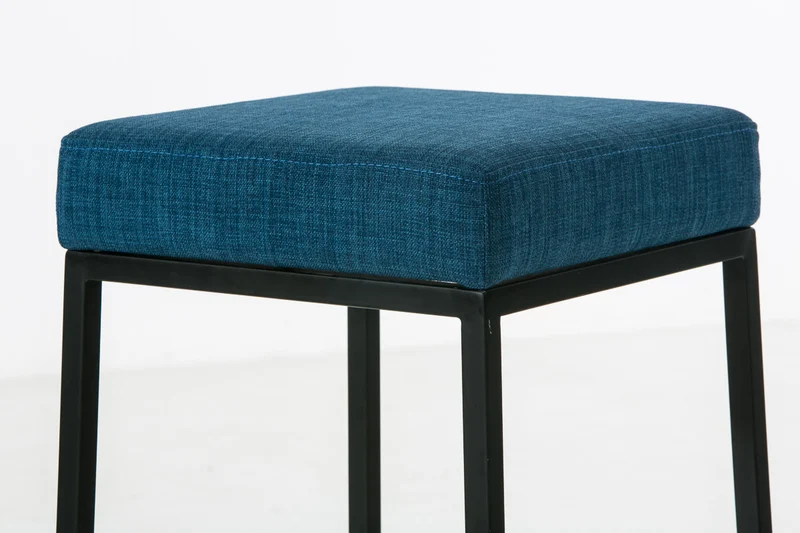Tabouret de bar hauteur d'assise 76 cm avec repose-pieds design moderne tissu bleu 10_0001225