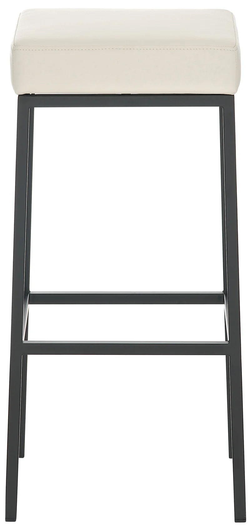 Tabouret de bar avec repose-pieds design moderne PVC crème et métal noir mat 10_0000646