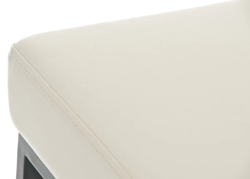Tabouret de bar avec repose-pieds design moderne PVC crème et métal noir mat 10_0000646