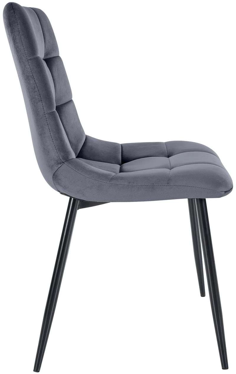 Lot de 4 chaises de salle à manger style moderne et confortable en tissu velours gris foncé et métal noir 10_0001782