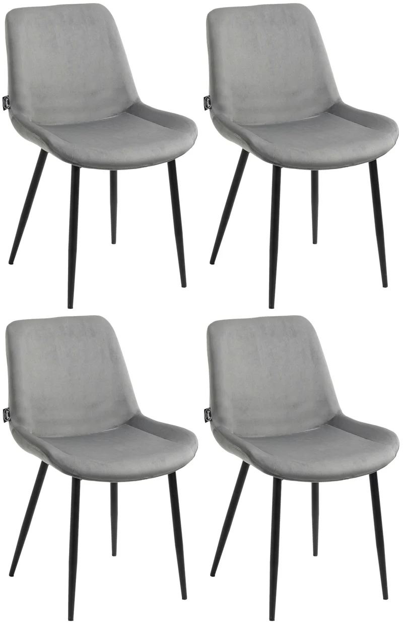 Lot de 4 chaises de salle à manger design moderne et confortable en velours gris et métal noir mat 10_0001843
