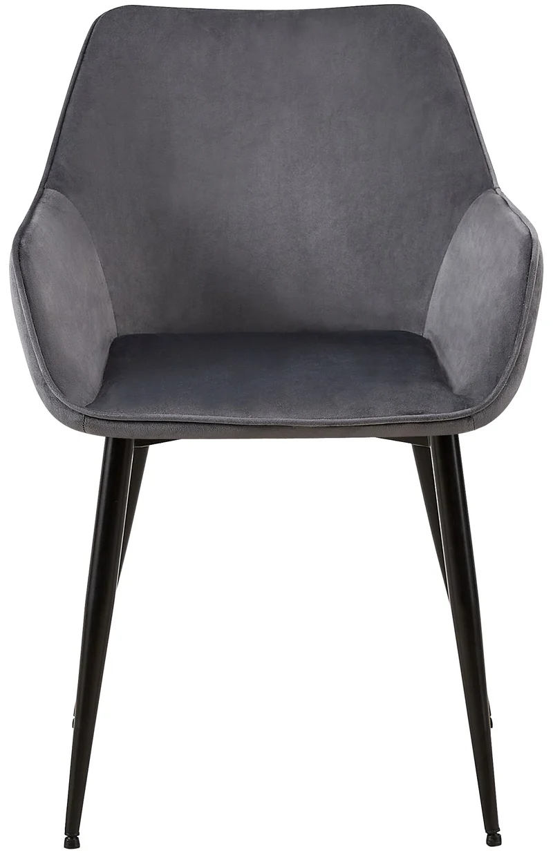 Lot de 2 chaises de salle à manger bureau salle d'attente en tissu velours gris foncé et métal noir 10_0001582