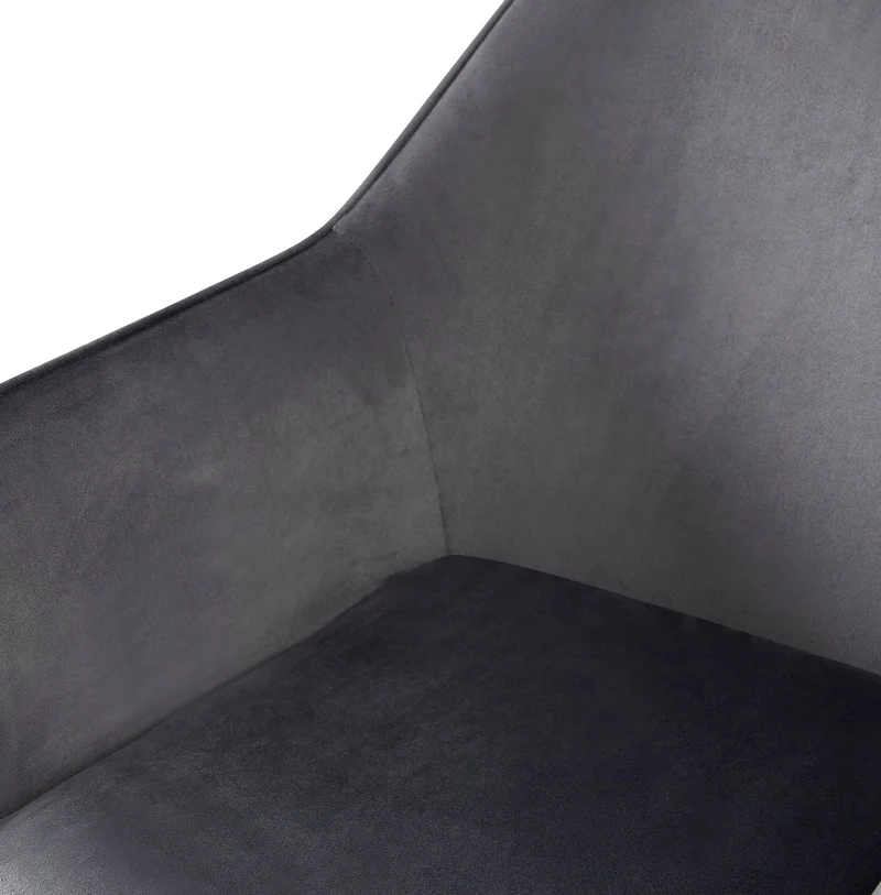 Lot de 2 chaises de salle à manger bureau salle d'attente en tissu velours gris foncé et métal noir 10_0001582
