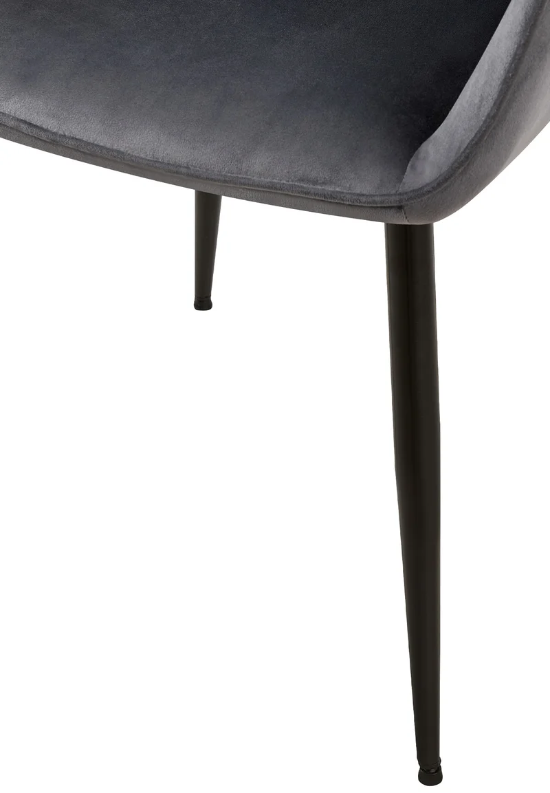 Lot de 2 chaises de salle à manger bureau salle d'attente en tissu velours gris foncé et métal noir 10_0001582