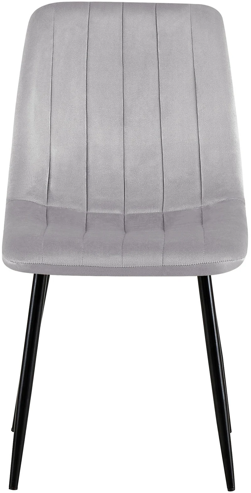 Lot de 4 chaises de salle à manger couture décorative vertical assise en velours gris et pieds en métal noir 10_0001865