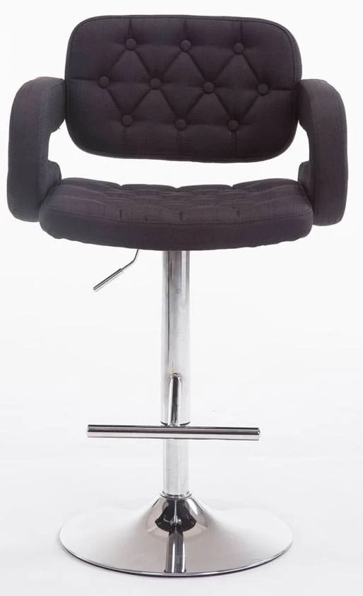 Lot de 2 tabourets de bar capitonné en tissu noir accoudoirs repose-pieds design moderne TDB10485