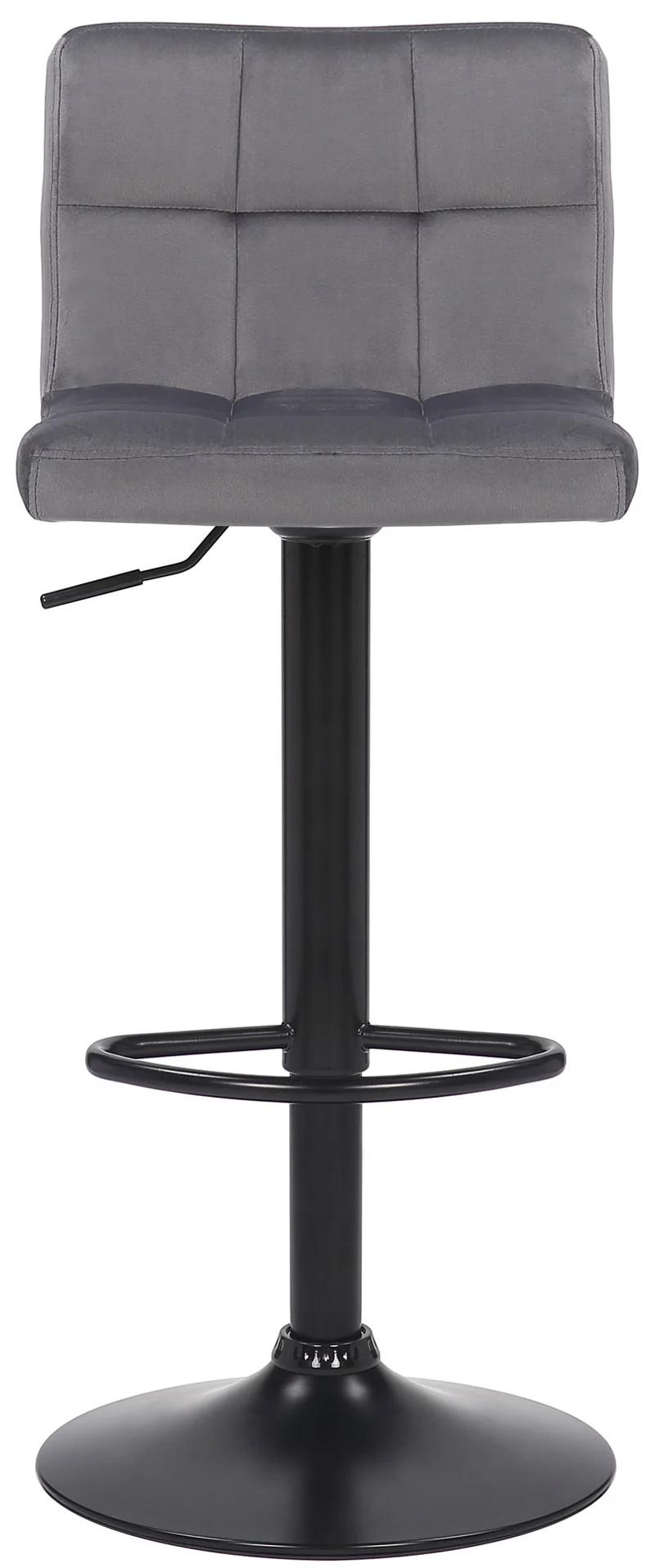 Lot de 2 tabourets de bar en velours gris coutures décoratives piètement métal noir 10_0004144