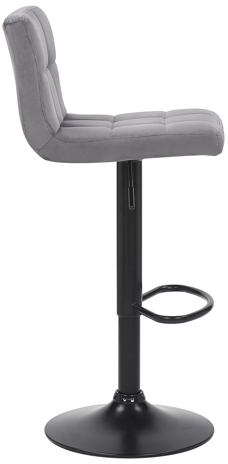 Lot de 2 tabourets de bar en velours gris coutures décoratives piètement métal noir 10_0004144