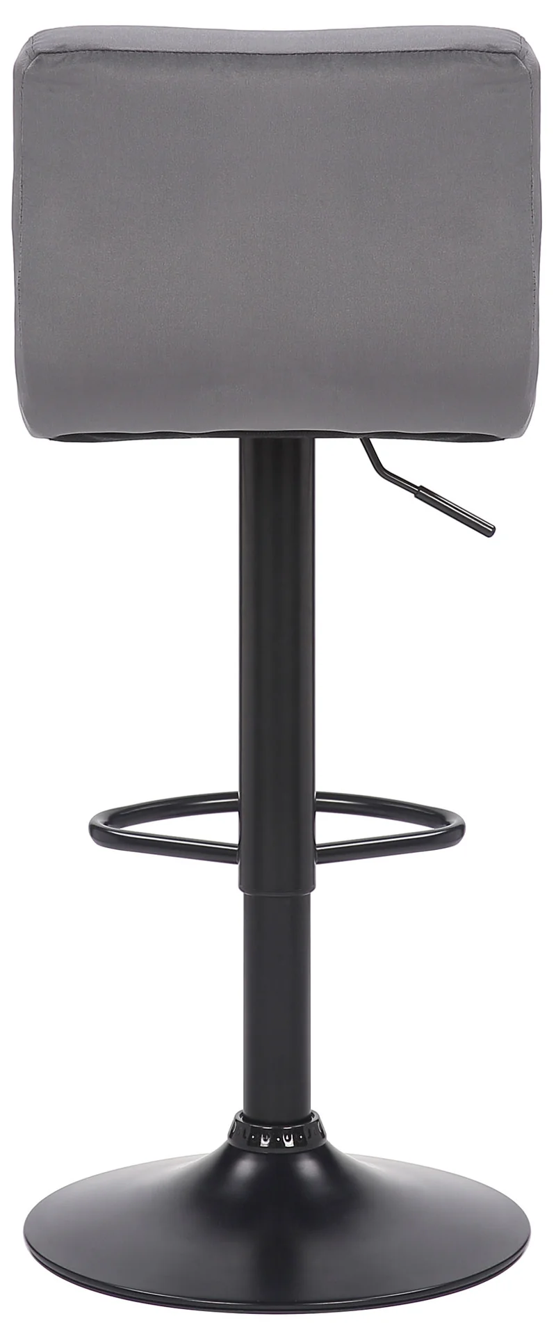 Lot de 2 tabourets de bar en velours gris coutures décoratives piètement métal noir 10_0004144