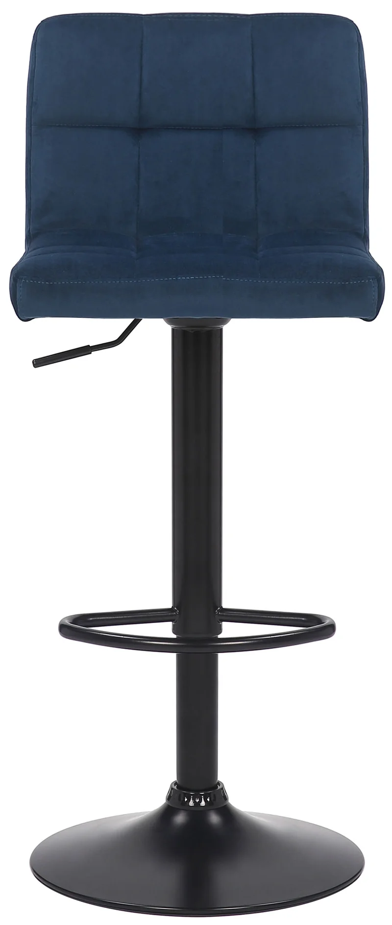 Lot de 2 tabourets de bar en velours bleu coutures décoratives piètement métal noir 10_0004143