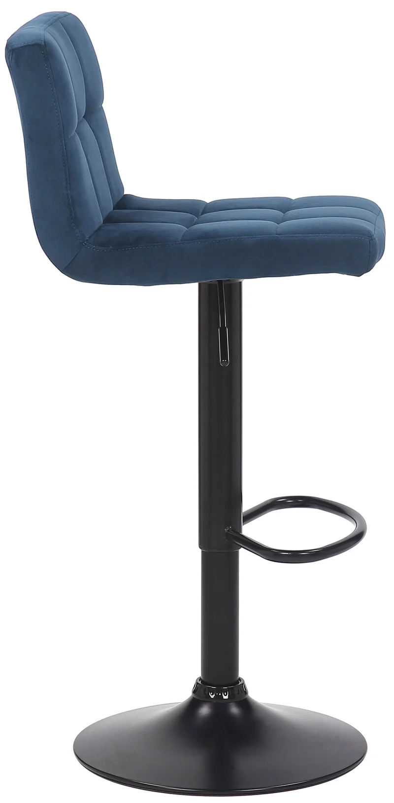 Lot de 2 tabourets de bar en velours bleu coutures décoratives piètement métal noir 10_0004143