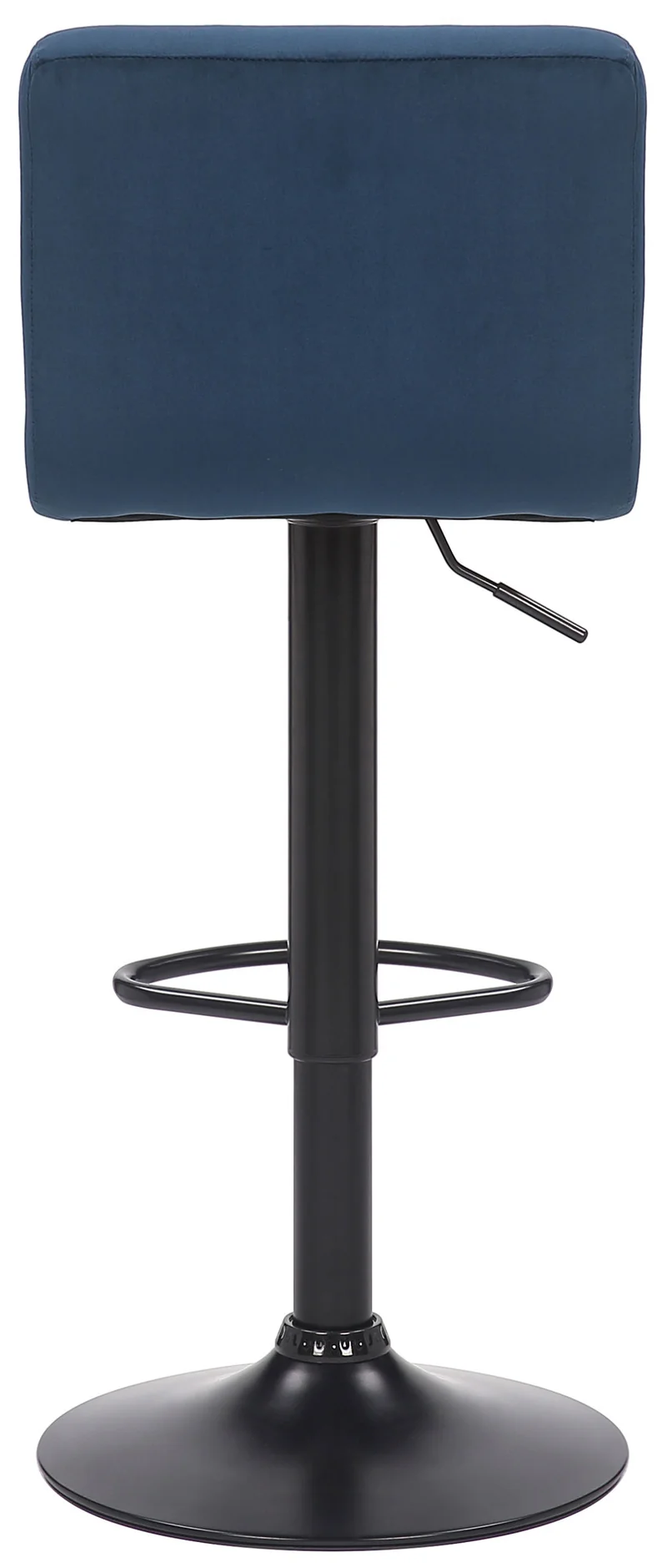 Lot de 2 tabourets de bar en velours bleu coutures décoratives piètement métal noir 10_0004143