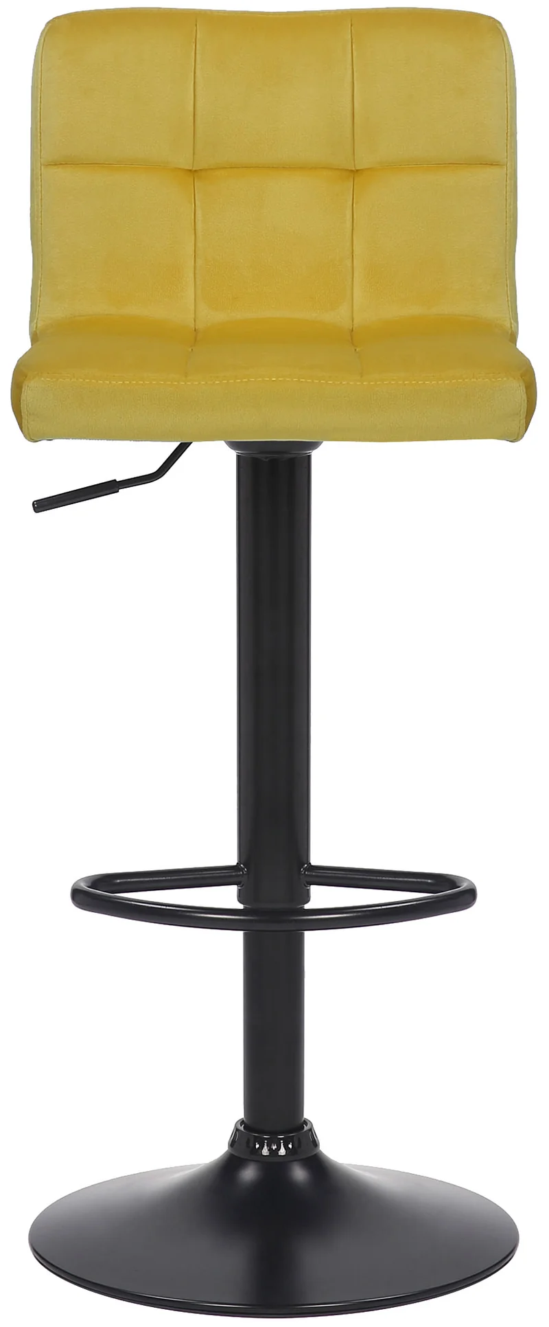 Lot de 2 tabourets de bar en velours jaune coutures décoratives piètement métal noir 10_0004148