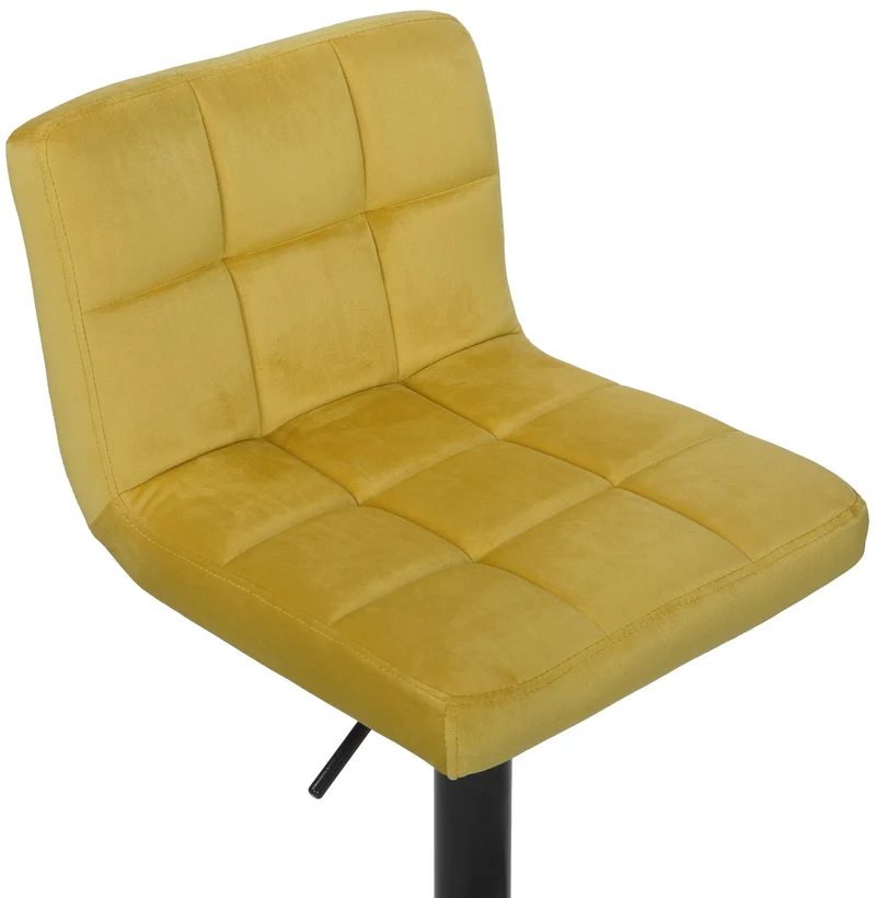 Lot de 2 tabourets de bar en velours jaune coutures décoratives piètement métal noir 10_0004148