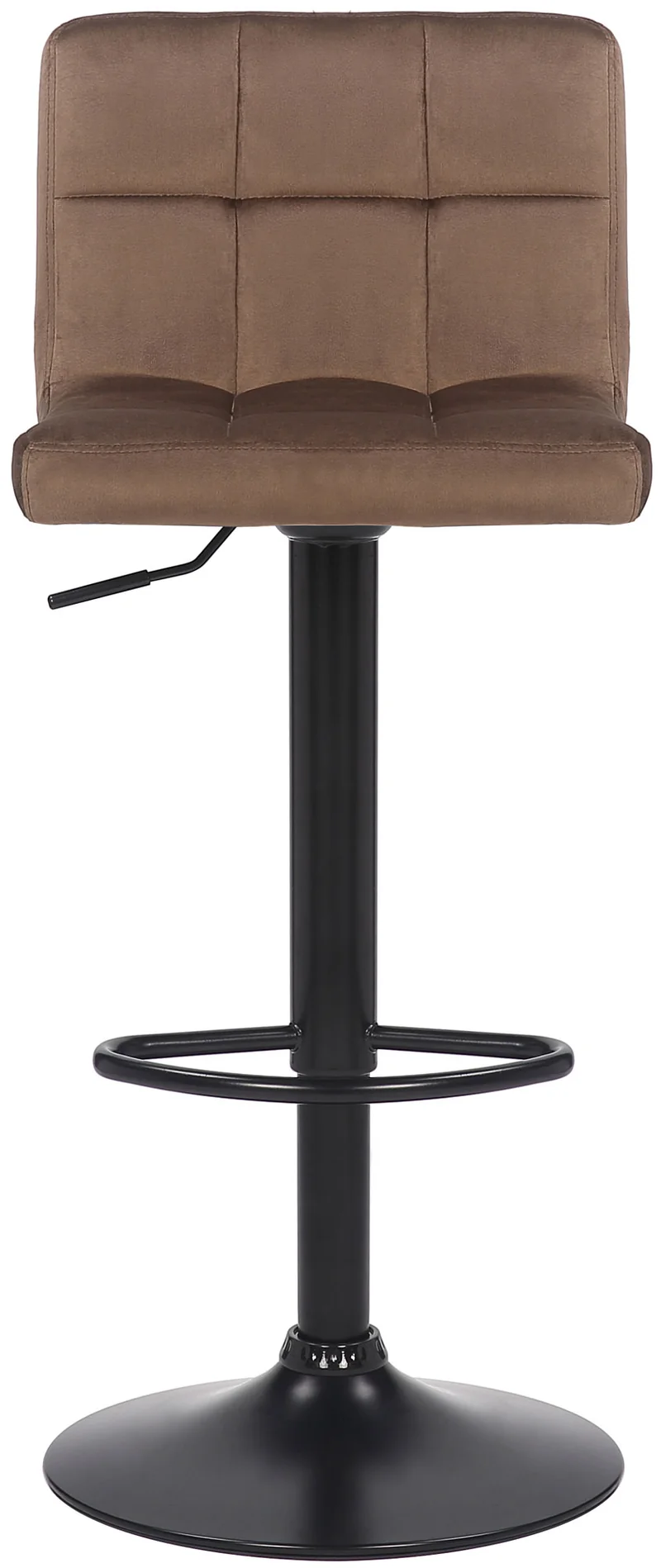 Lot de 2 tabourets de bar en velours marron coutures décoratives piètement métal noir 10_0004146