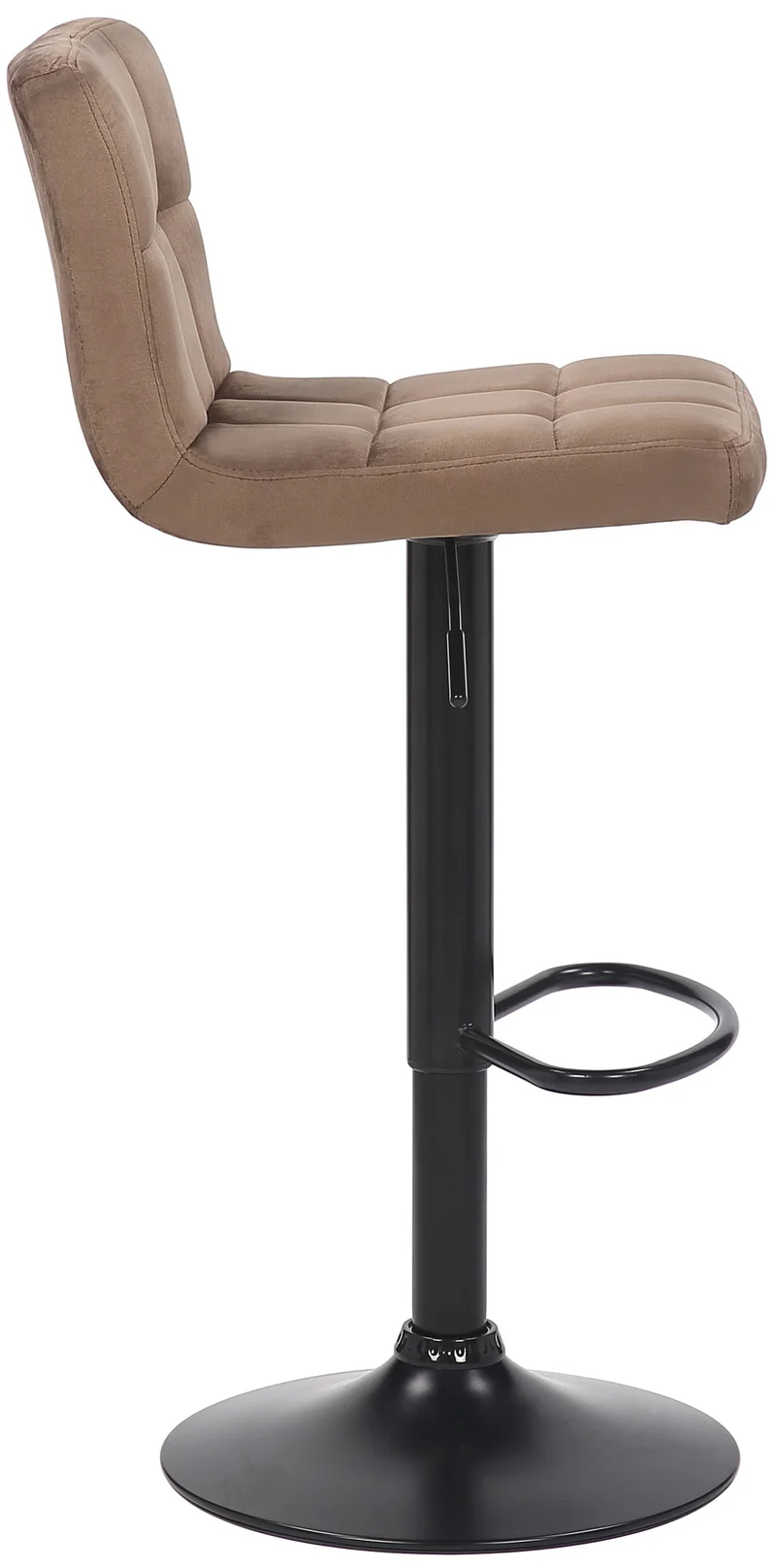 Lot de 2 tabourets de bar en velours marron coutures décoratives piètement métal noir 10_0004146