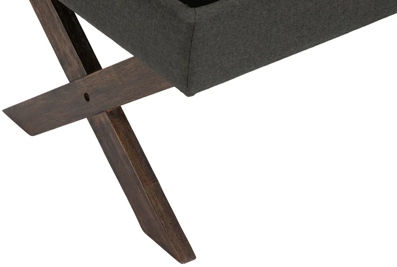 Banquette bout de lit 98 cm avec espace de rangement en tissu gris foncé avec boutons décoratifs pieds foncés 10_0003655
