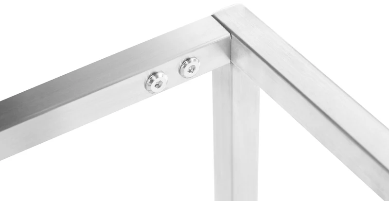 Banc banquette en tissu gris foncé capitonné assise rembourrée et acier inoxydable 100 cm 10_0005505