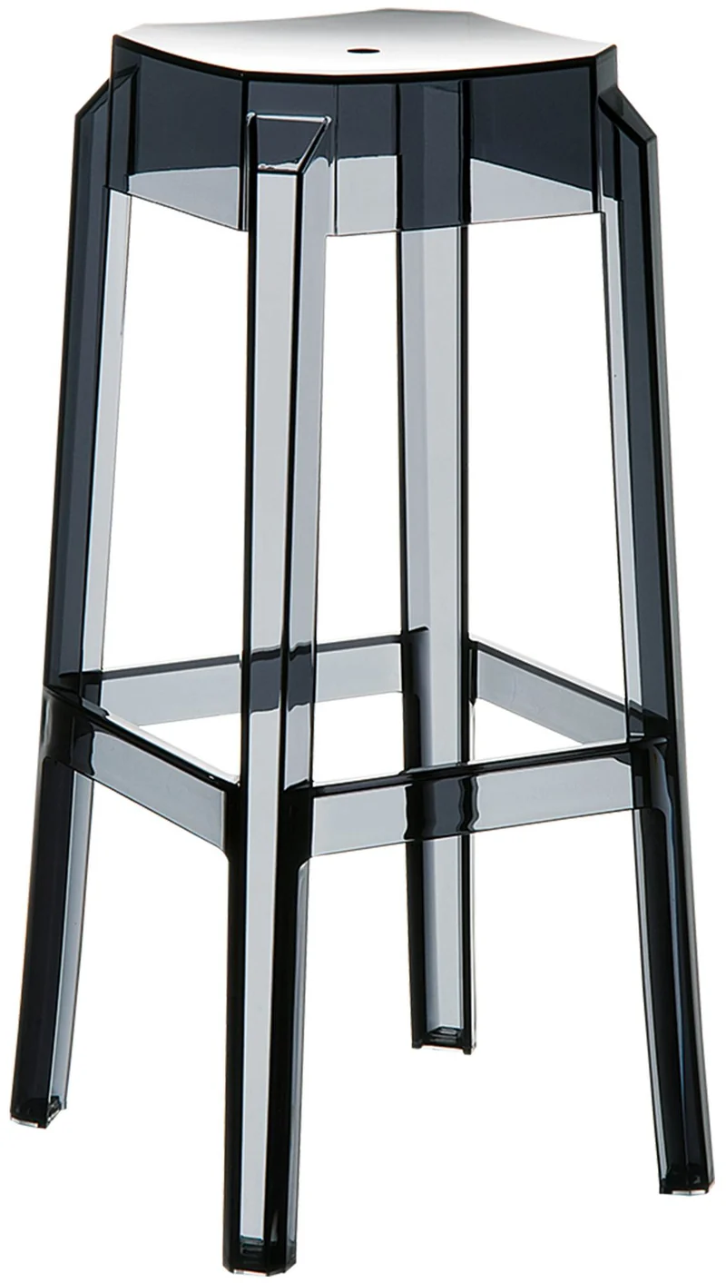 Lot de 2 tabourets de bar intérieur ou exterieur design moderne plastique noir transparent 10_0004150