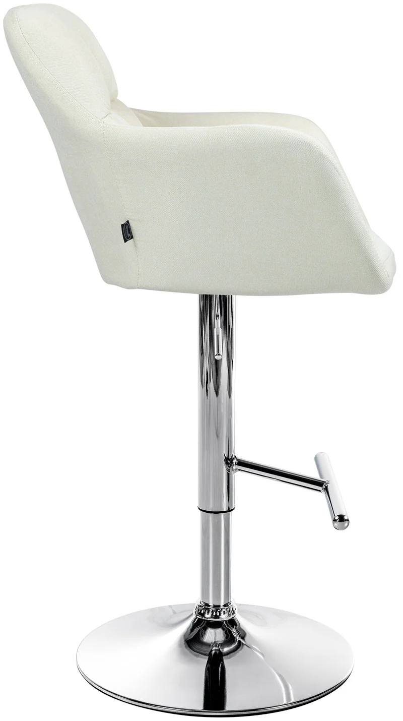 Tabouret de bar chaise haute x1 fonction rotation 360° en tissu crème avec coutures décoratives piètement métal chromé 10_0005272