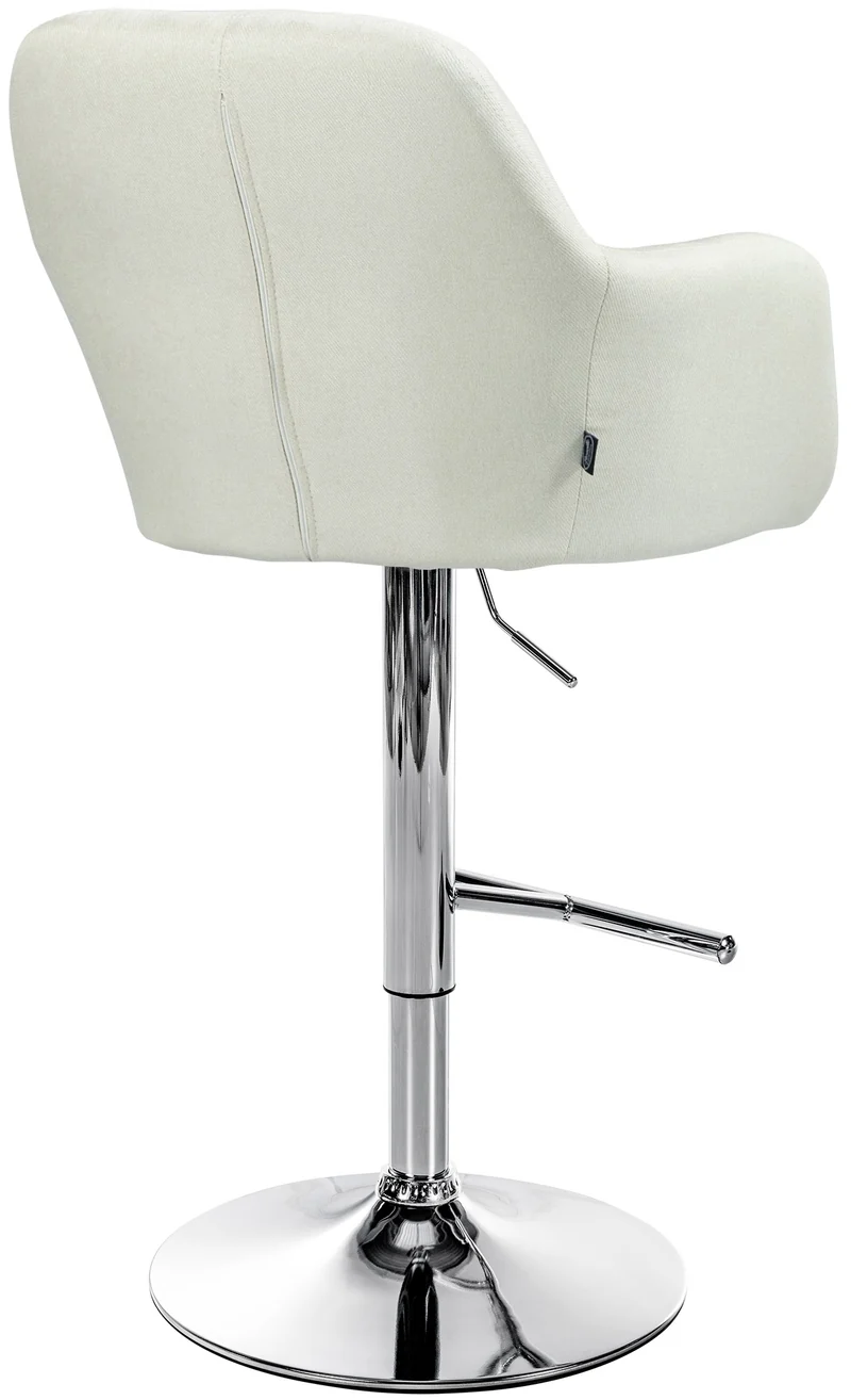Tabouret de bar chaise haute x1 fonction rotation 360° en tissu crème avec coutures décoratives piètement métal chromé 10_0005272