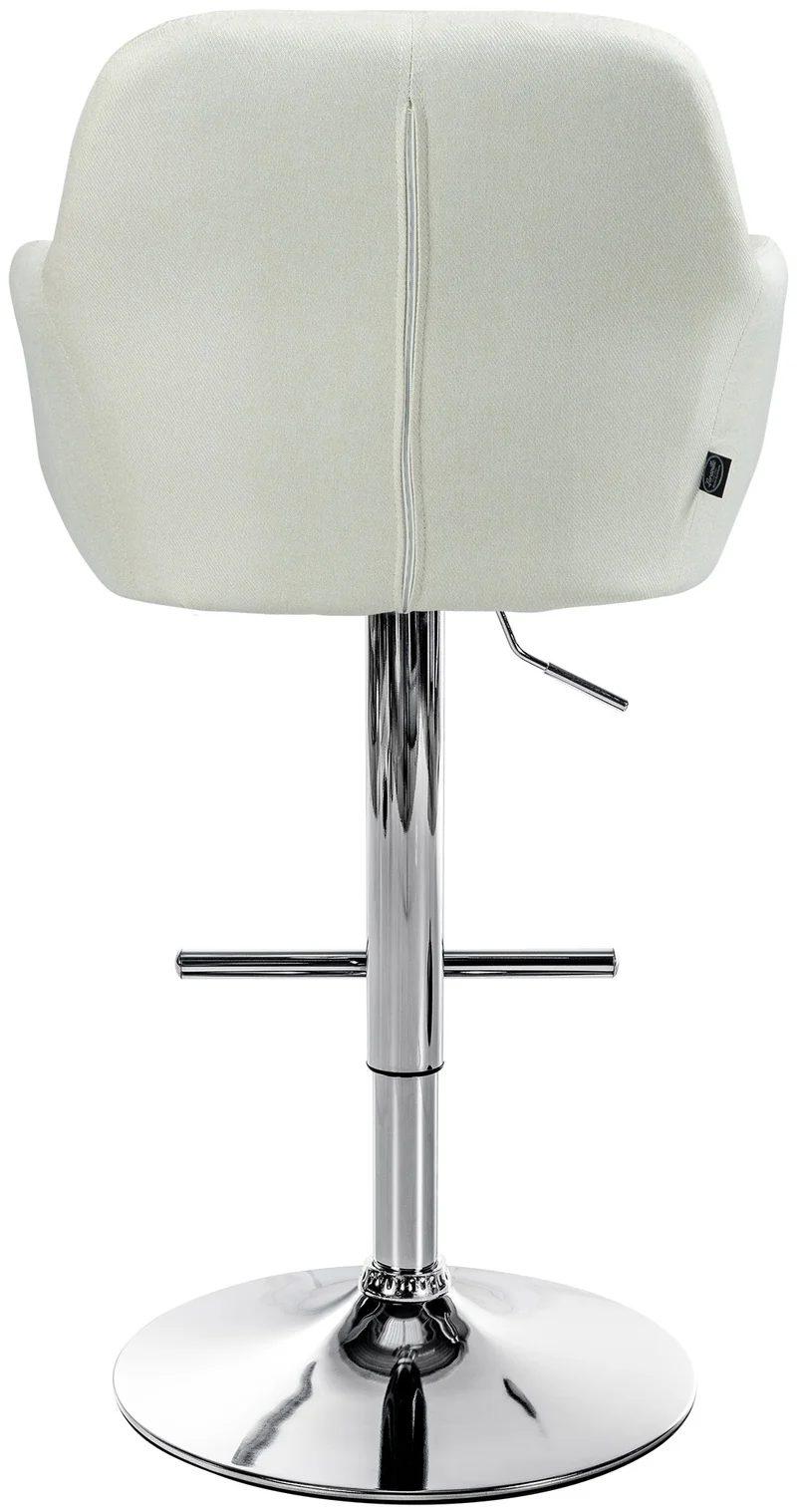 Tabouret de bar chaise haute x1 fonction rotation 360° en tissu crème avec coutures décoratives piètement métal chromé 10_0005272