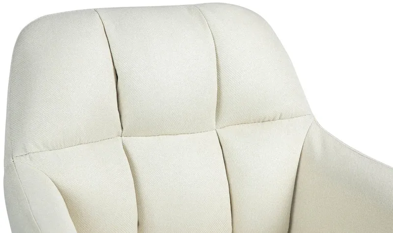 Tabouret de bar chaise haute x1 fonction rotation 360° en tissu crème avec coutures décoratives piètement métal chromé 10_0005272