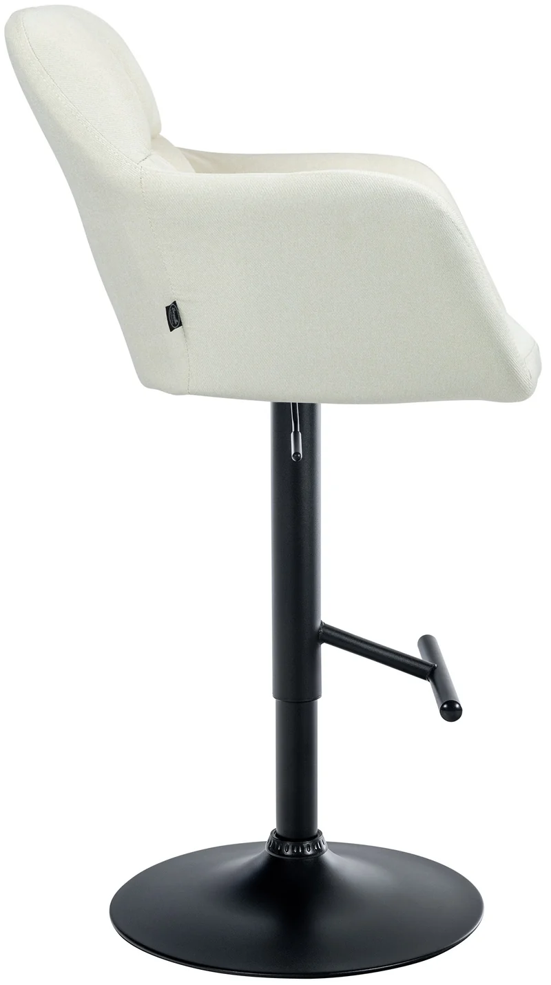 Tabouret de bar chaise haute x1 fonction rotation 360° en tissu crème avec coutures décoratives piètement métal noir 10_0005277