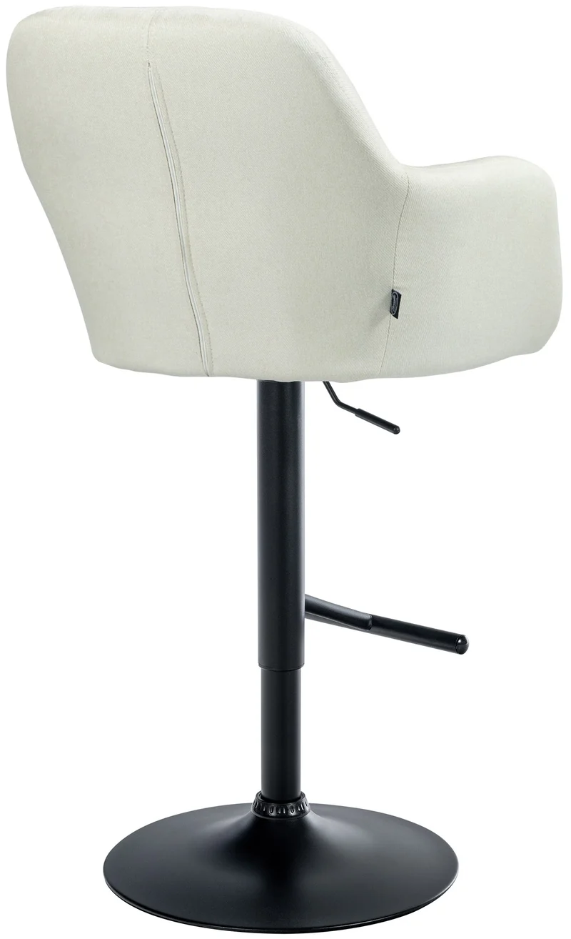 Tabouret de bar chaise haute x1 fonction rotation 360° en tissu crème avec coutures décoratives piètement métal noir 10_0005277
