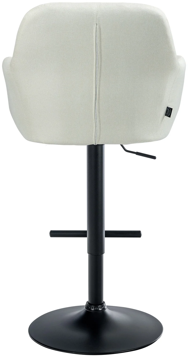 Tabouret de bar chaise haute x1 fonction rotation 360° en tissu crème avec coutures décoratives piètement métal noir 10_0005277