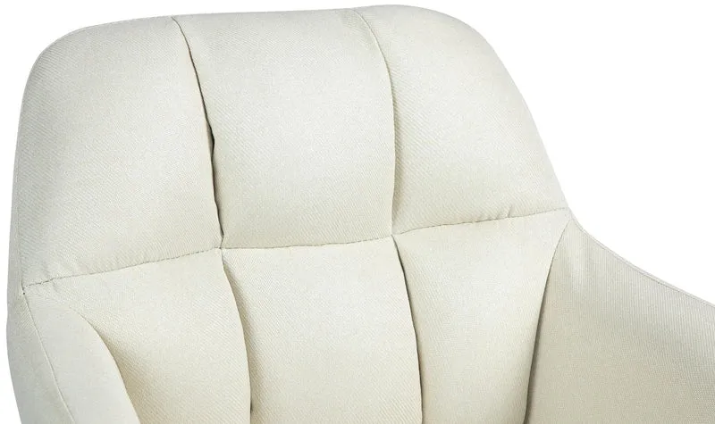 Tabouret de bar chaise haute x1 fonction rotation 360° en tissu crème avec coutures décoratives piètement métal noir 10_0005277