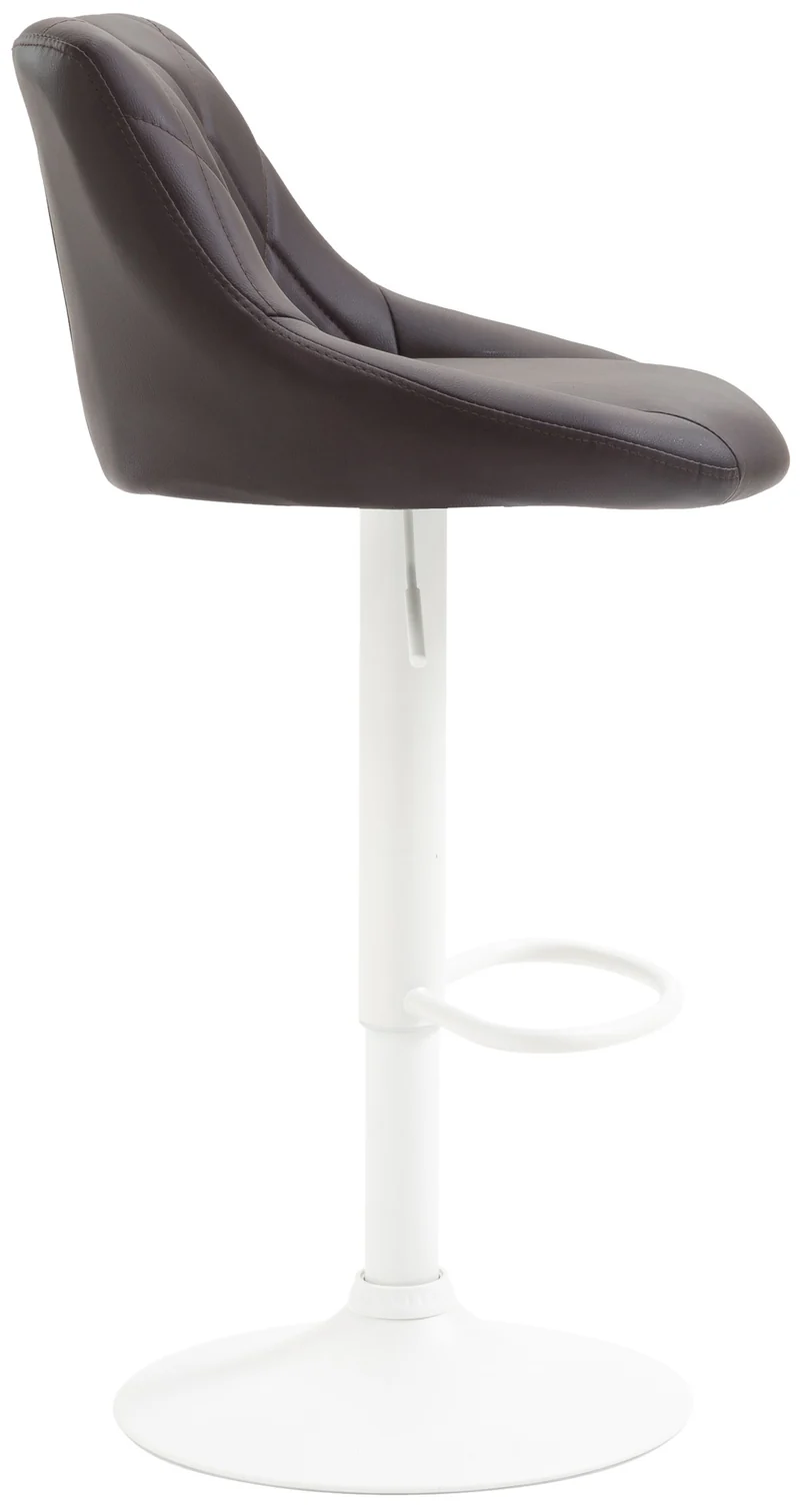 Tabouret de bar en synthétique marron pivotant avec repose-pieds métal blanc coutures décoratives TDB10590